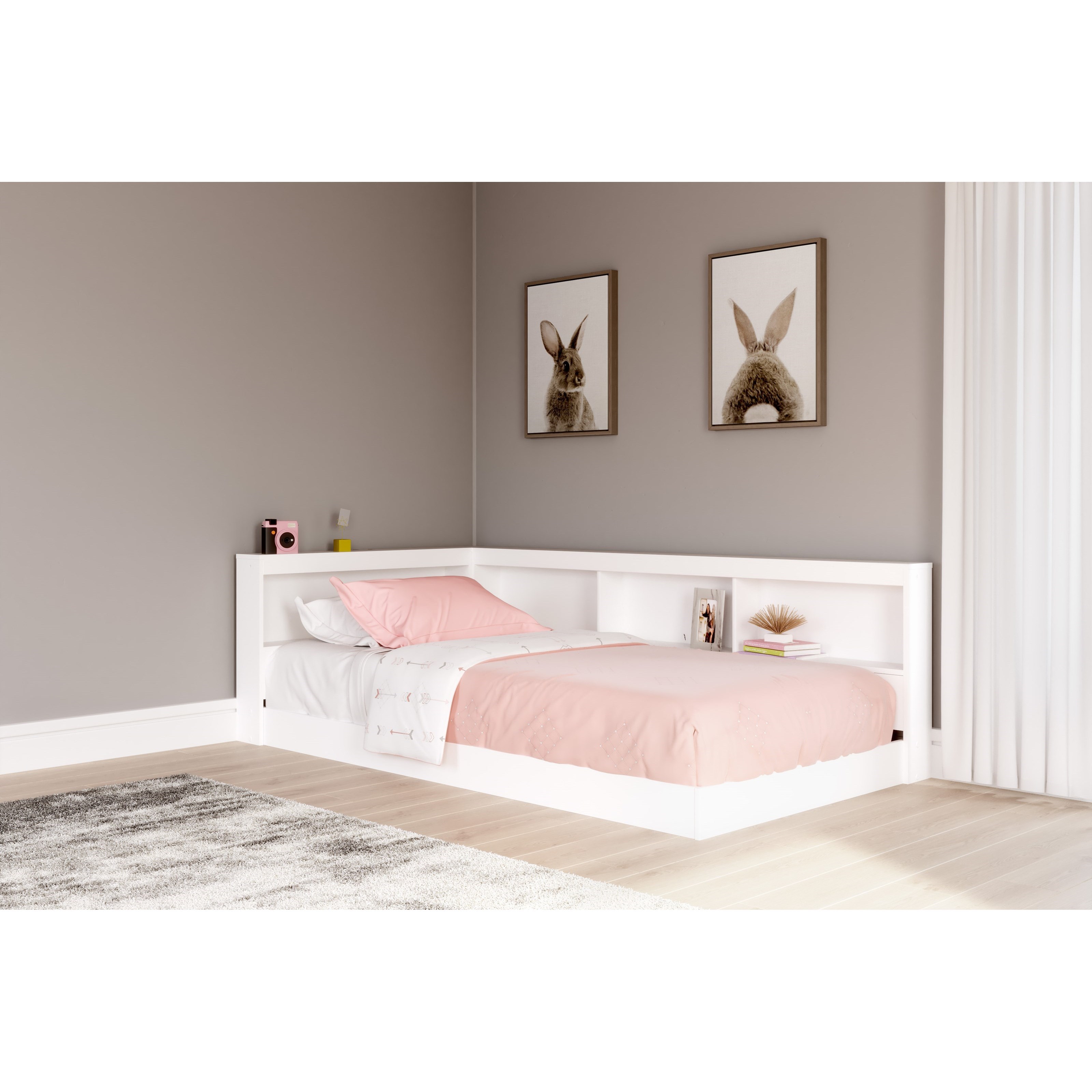 White twin shop bookcase bed